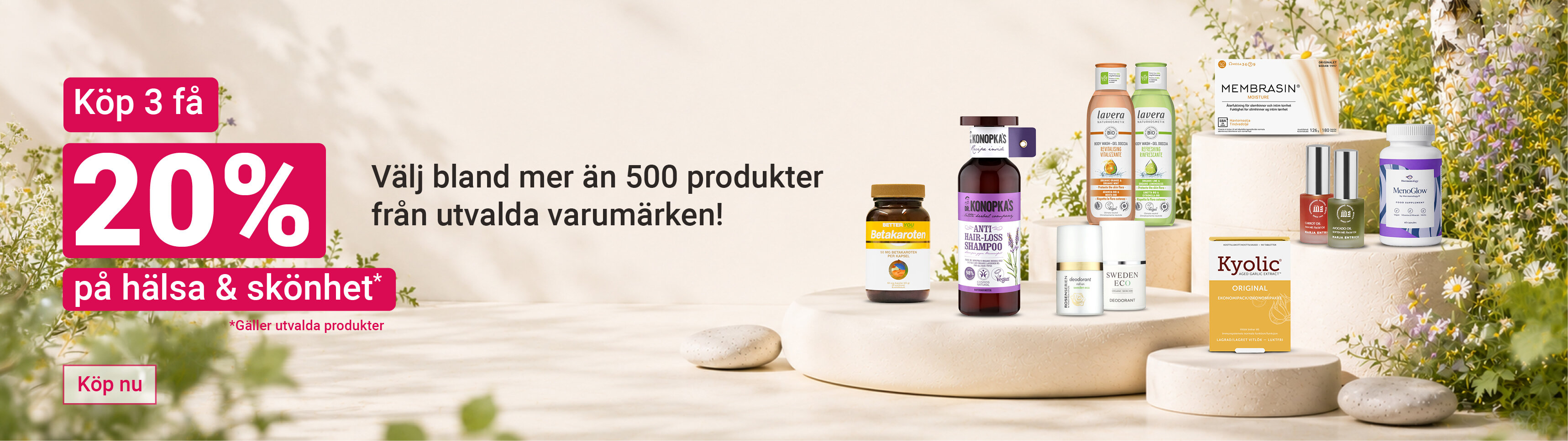 Tre kvinnor som ler och ser ut att ha kul tillsammans. Det finns även produkter som är med i den aktuella kampanjen Medlemskampanj - upp till 30% på utvalt. 
