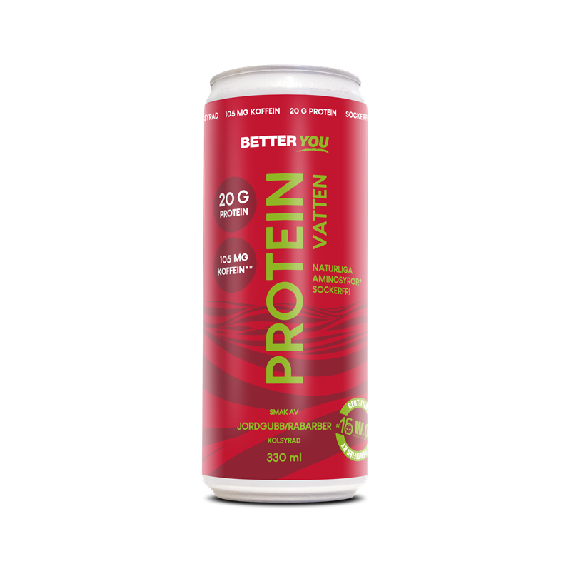 Proteinvatten Jordgubb/Rabarber 330ml