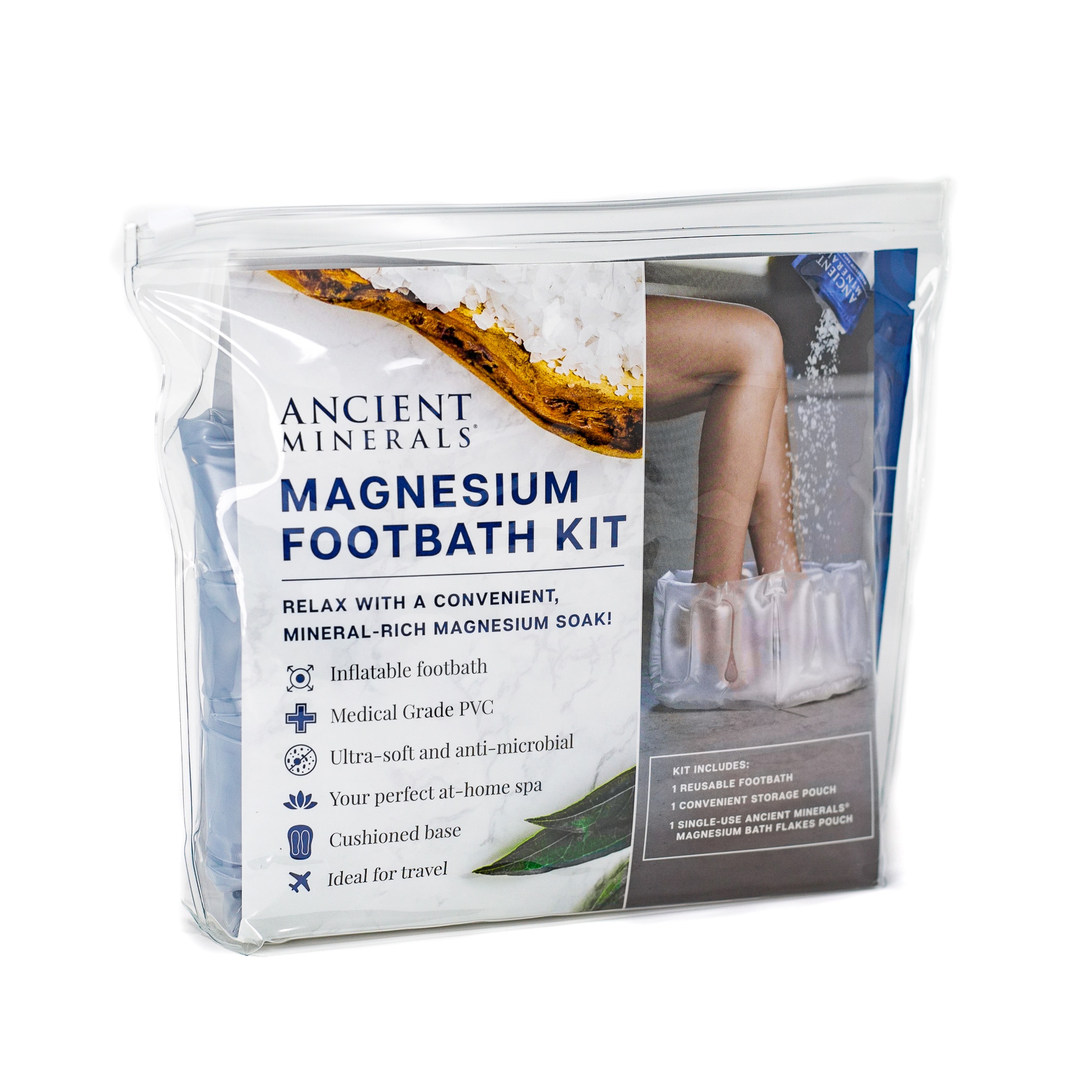 Fotbads-kit, uppblåsbart fotbad + badsalt 150g