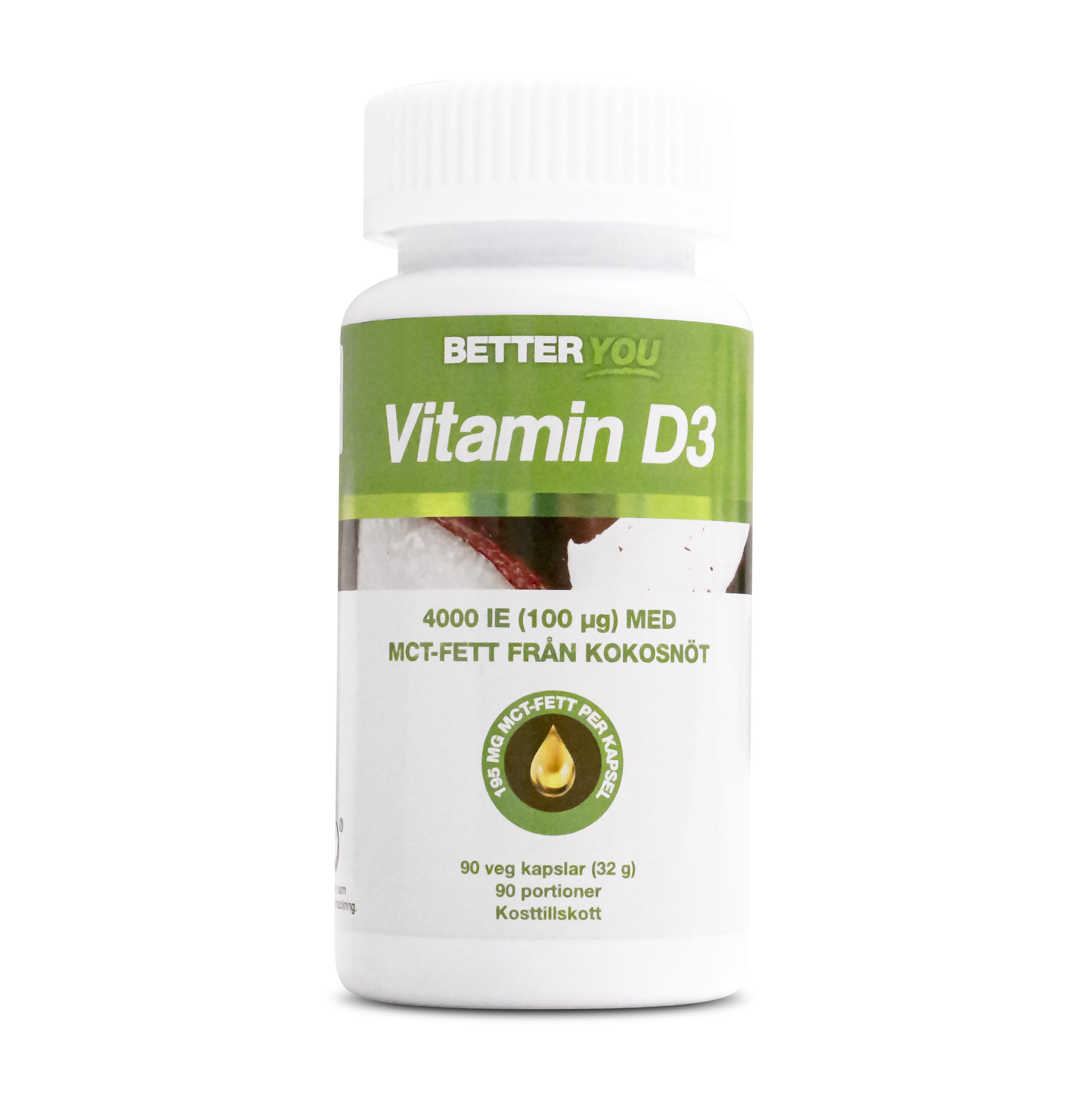 Vitamin D3+kokosolja 90 kapslar