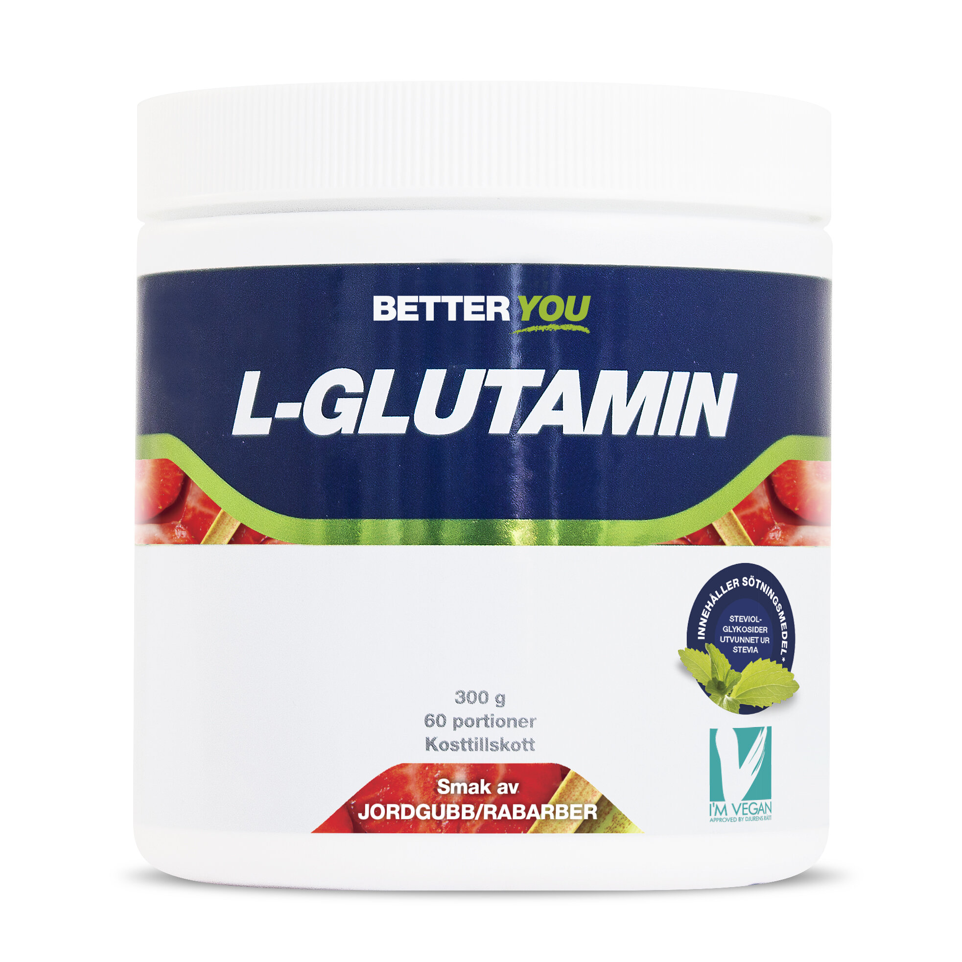 L-Glutamin Rabarber/Jordgubb 300g