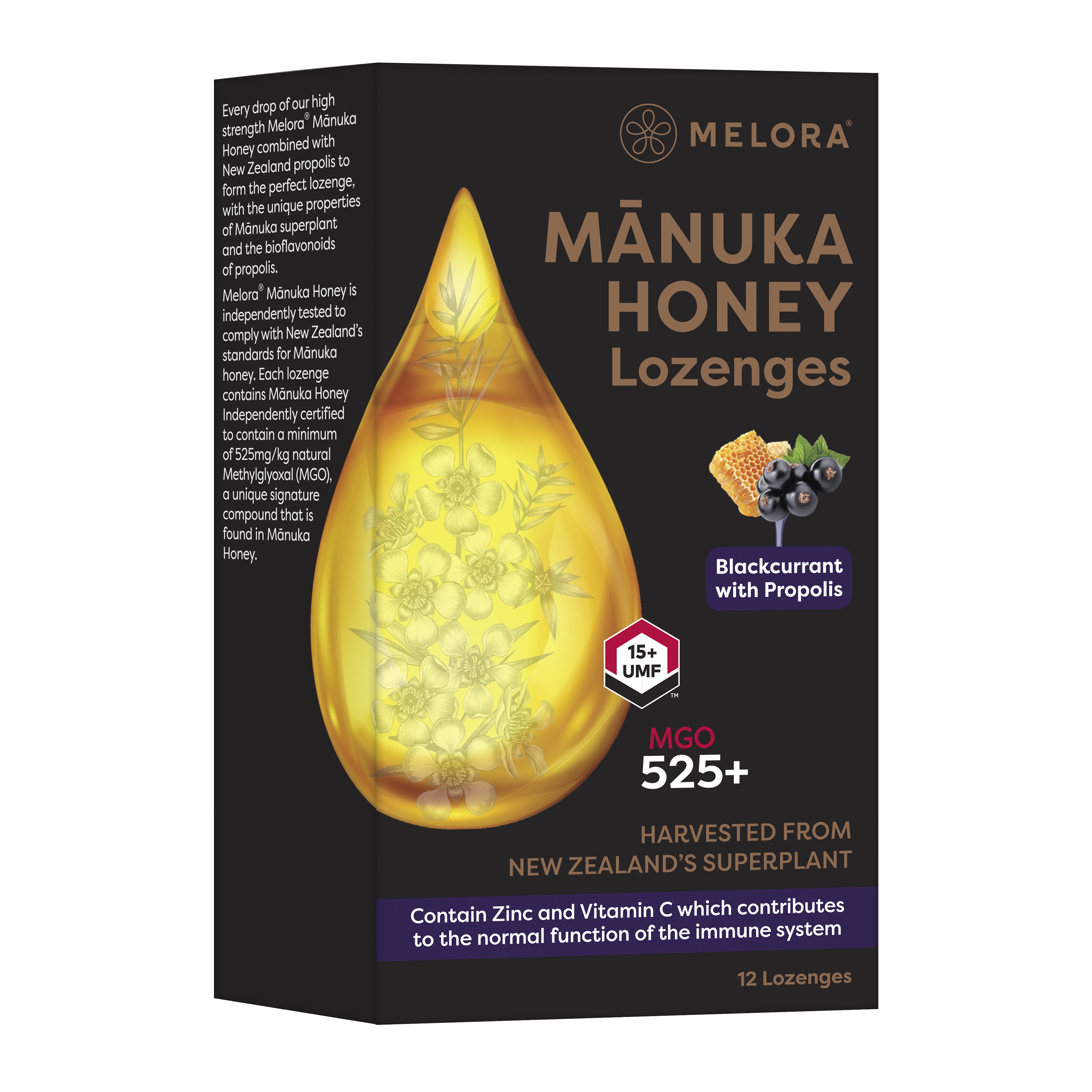 Manuka  & Propolis Lozenges Blackcurrant 12st