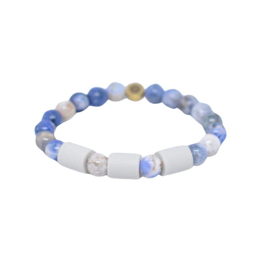 Armband Blå Sodalite med 3 Naturpärlor S/M