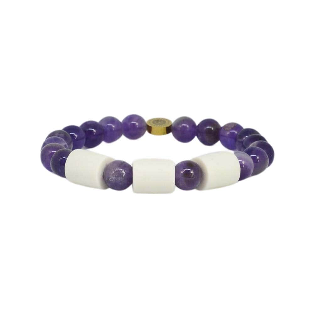 Armband Ametist med  3 Naturpärlor L/XL