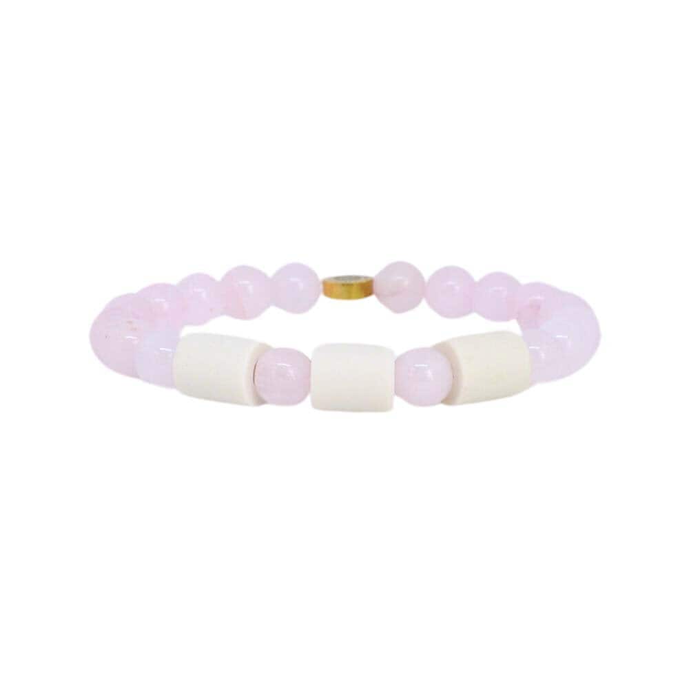 Armband Rosenkvarts med 3 Naturpärlor L/XL