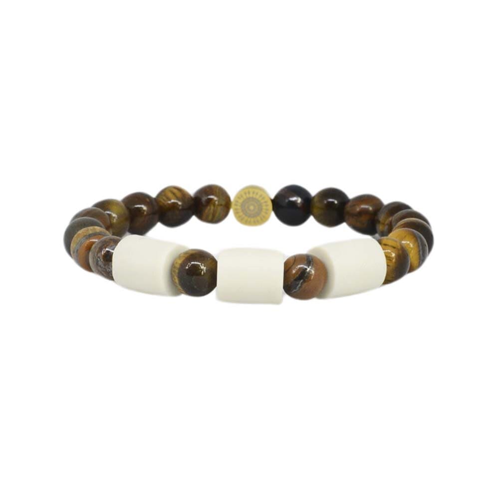Armband Tigeröga med 3 Naturpärlor L/XL