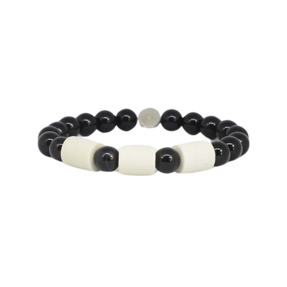 Armband Black Onyx med 3 Naturpärlor L/XL