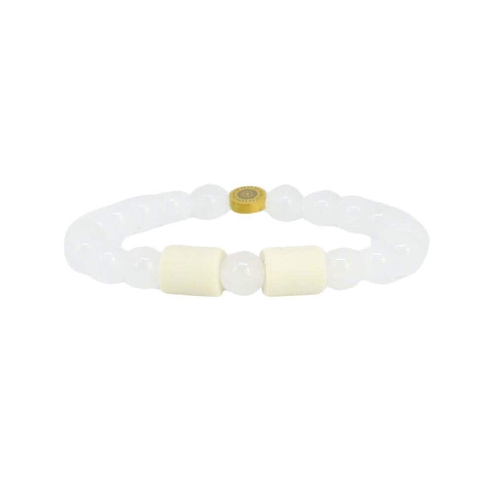 Armband bergkristall  2 naturpärlor S/M