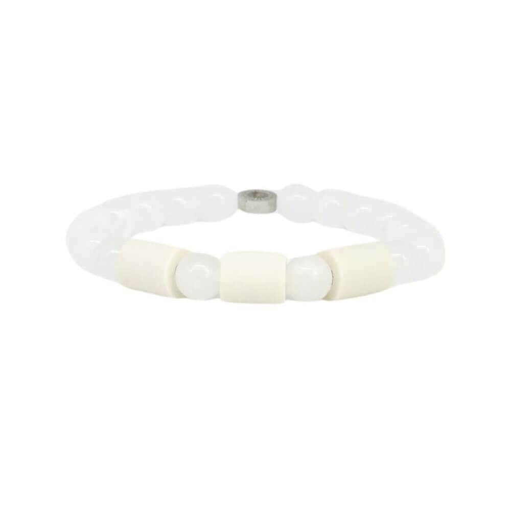 Armband bergkristall 3 naturpärlor S/M