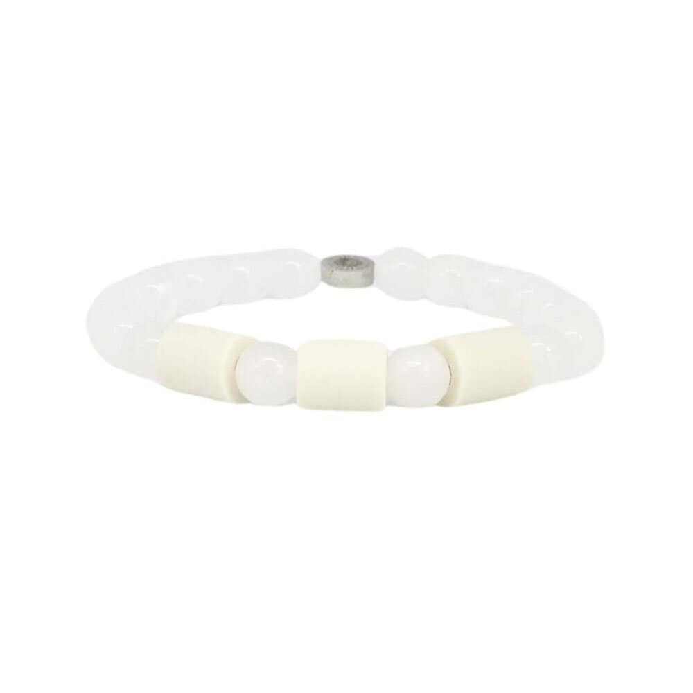 Armband bergkristall  3 naturpärlor L/XL