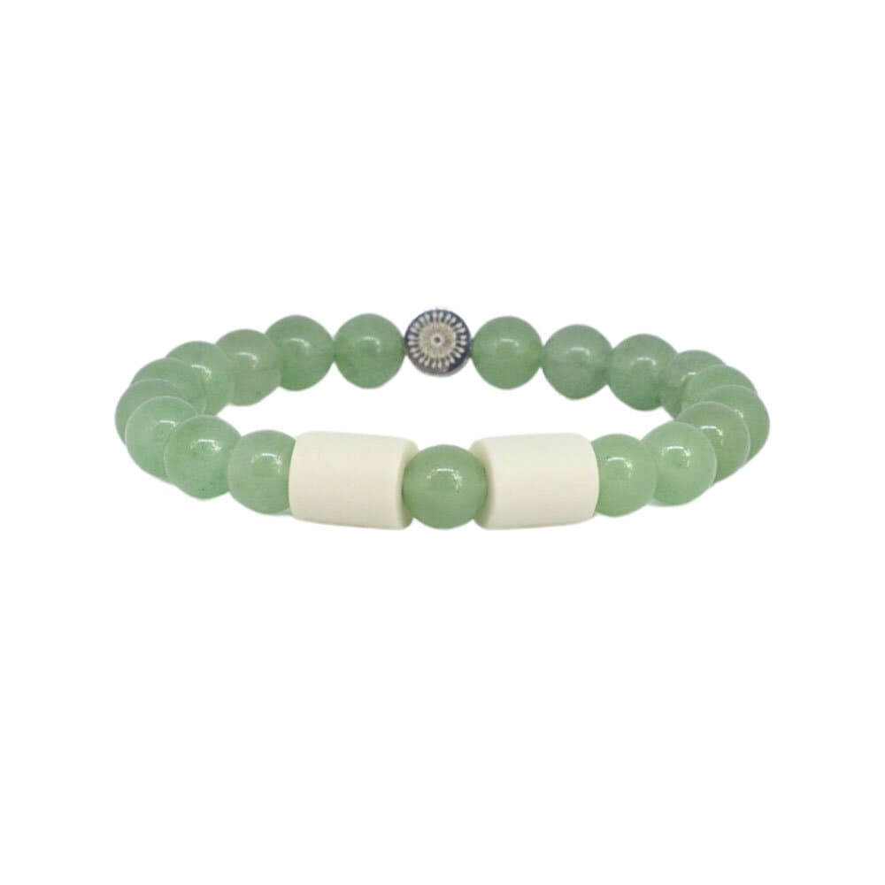 Armband grön aventurin 2 naturpärlor S/M