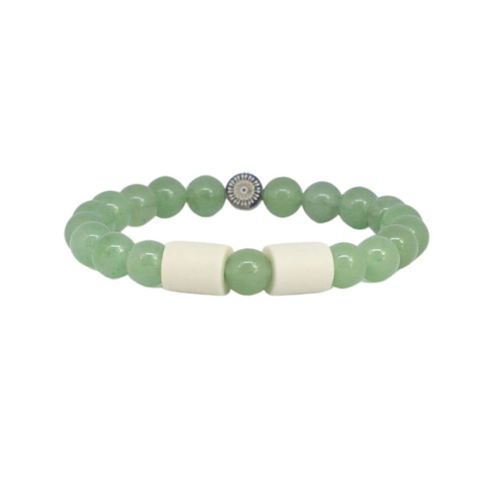 Armband grön aventurin 2 naturpärlor L/XL