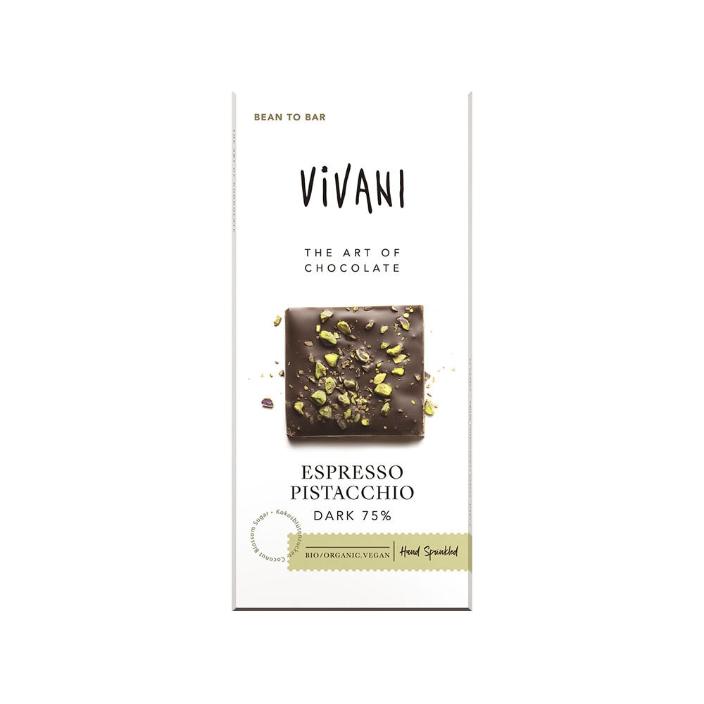Mörk Choklad Espresso Pistage 75% 80g