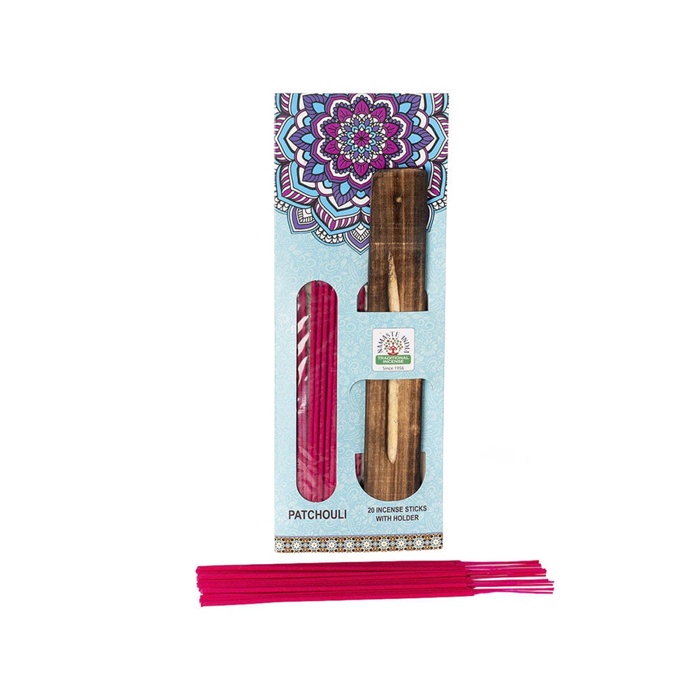 Rökelsepinnar med rökelsehållare Patchuli