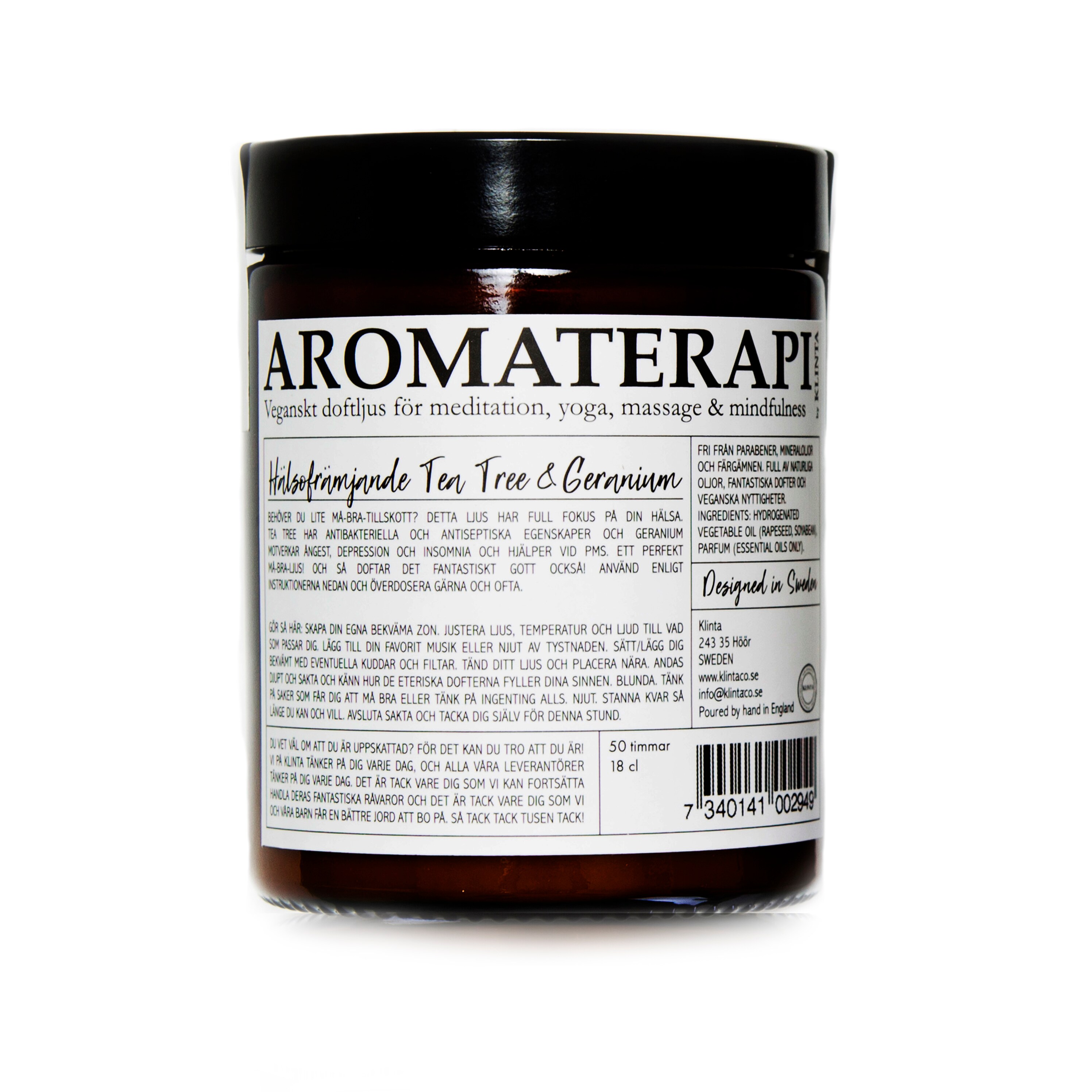 Doftljus Aromaterapi Tea Tree & Geranium  45 tim.