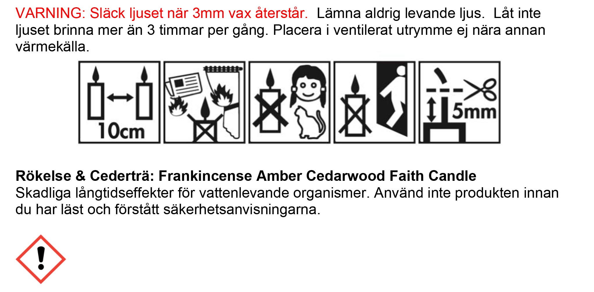 Doftljus Aromaterapi, Rökelse & Cederträ, 45tim