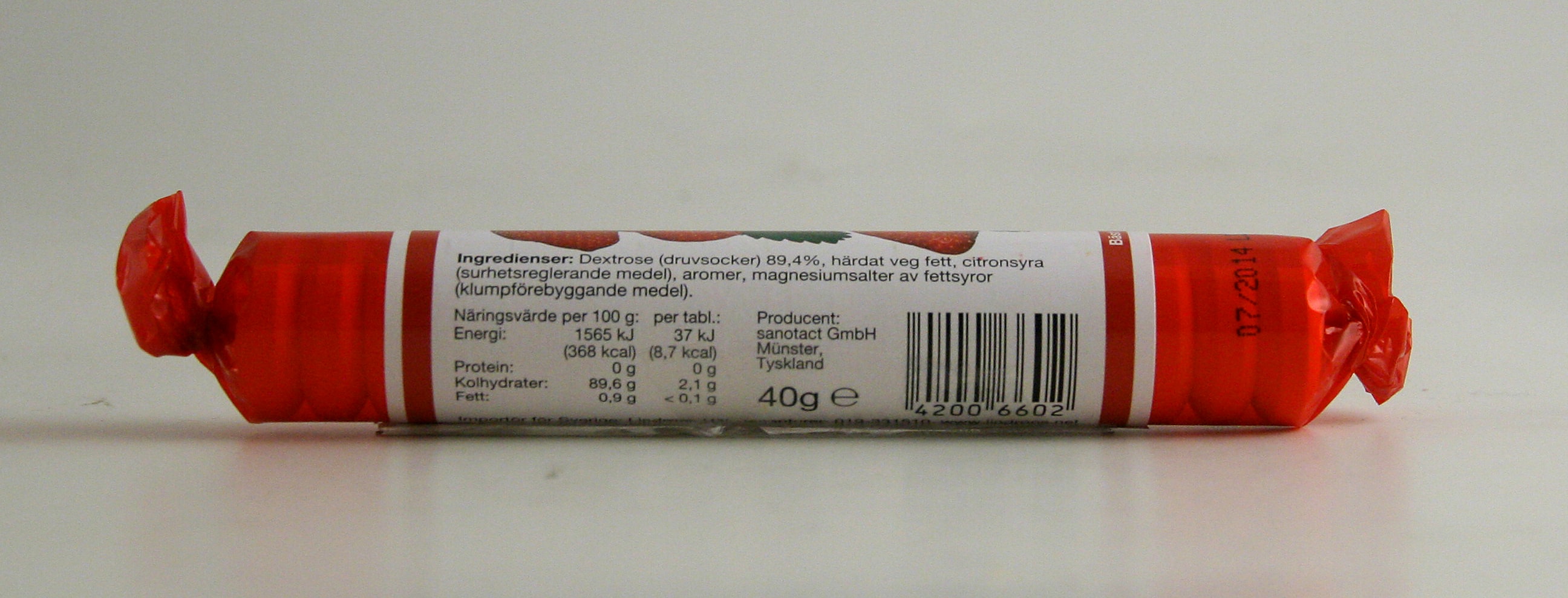 Druvsocker jordgubb 17 tabletter
