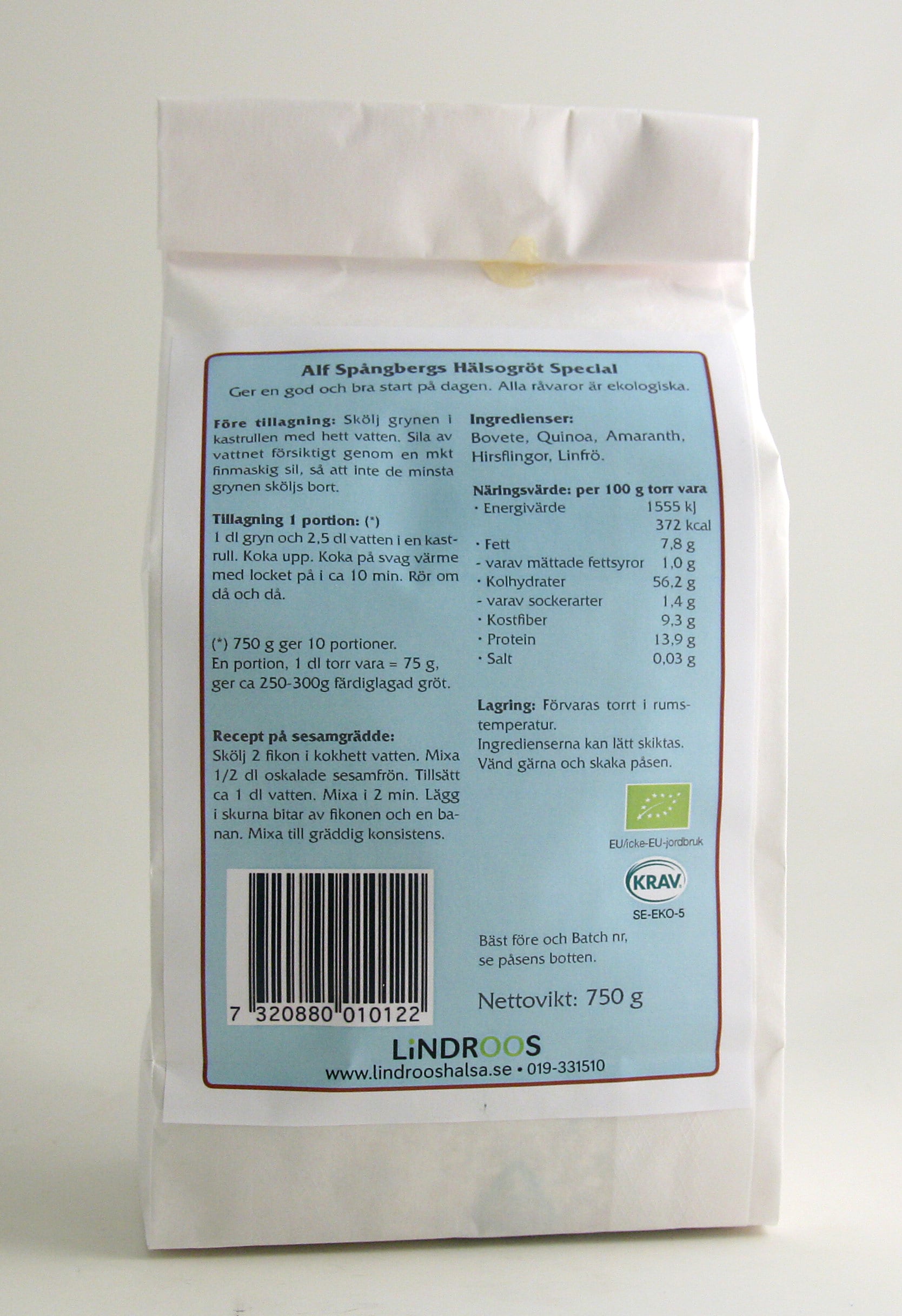 Hälsogröt A Spångberg special utan russin 750g