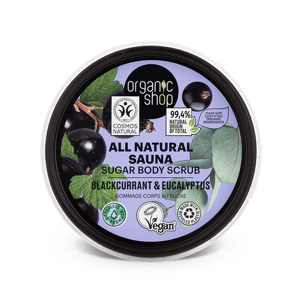 All Natural Sauna sugar body scrub Blackcurrant & Eucalyptus 250ml