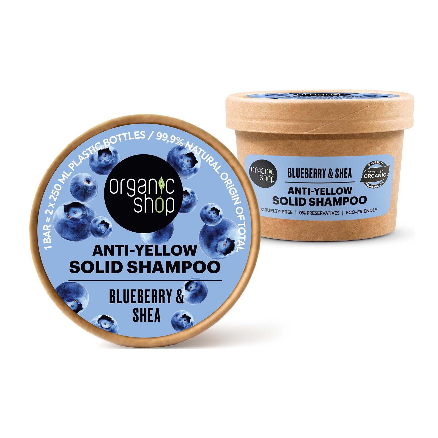 Anti-yellow solid Shampoo Blueberry & Shea 60g