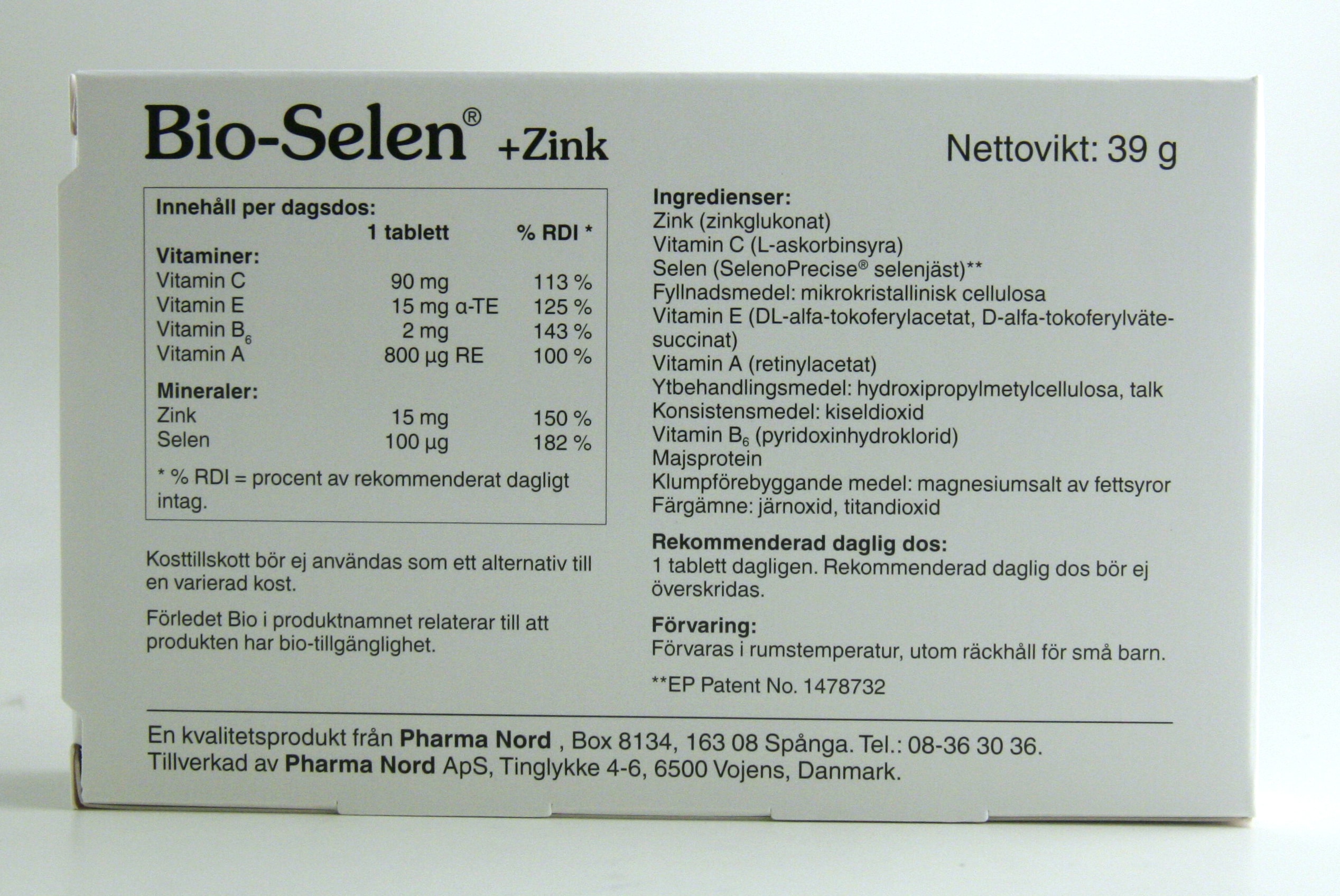 Bio-selen + zink 90 tabletter