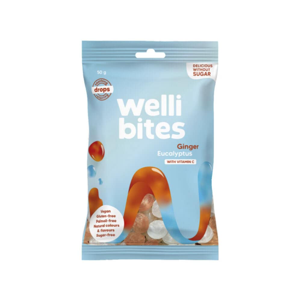 Wellibites Drops Ginger Eucalyptus Vitamin C 50g