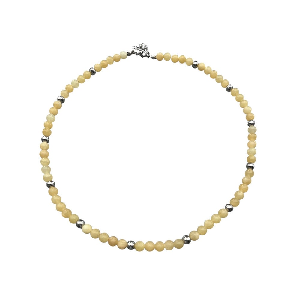 Halsband Gul Jade 6mm